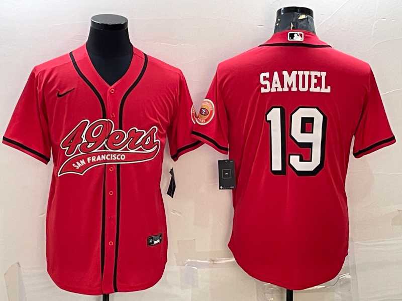 Mens San Francisco 49ers #19 Deebo Samuel Red Color Rush With Patch Cool Base Stitched Baseball Jersey